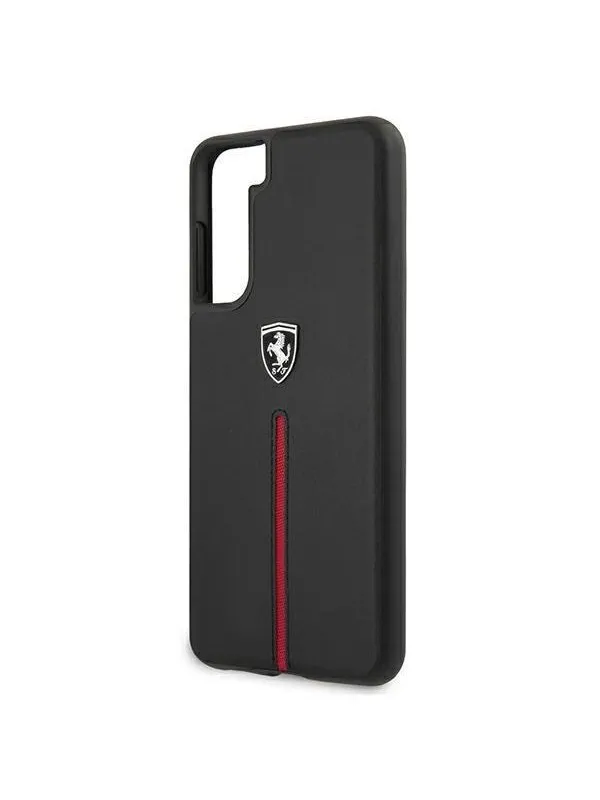 Ferrari Off Track Leather Nylon Stripe Case for Samsung Galaxy S21+ - Black