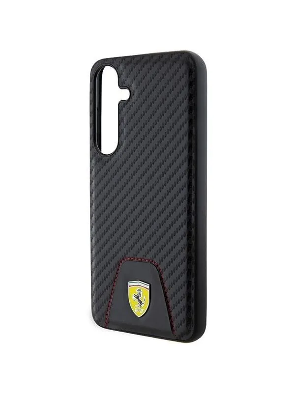 Ferrari Carbon Stitched Bottom Case for Samsung Galaxy S24+ - Black