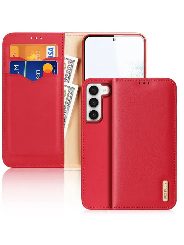 Dux Ducis Hivo Samsung Galaxy S23+ Flip Case Wallet Stand RFID Lock Red