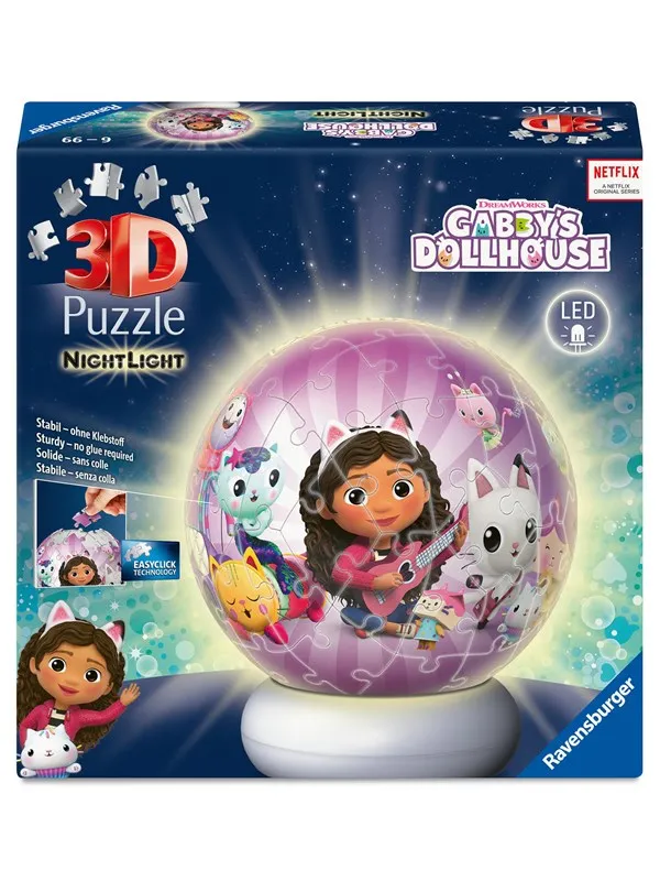 Ravensburger 3D Puzzle-Ball Nightlight Gabby's Dollhouse (72) 3D Puslespill