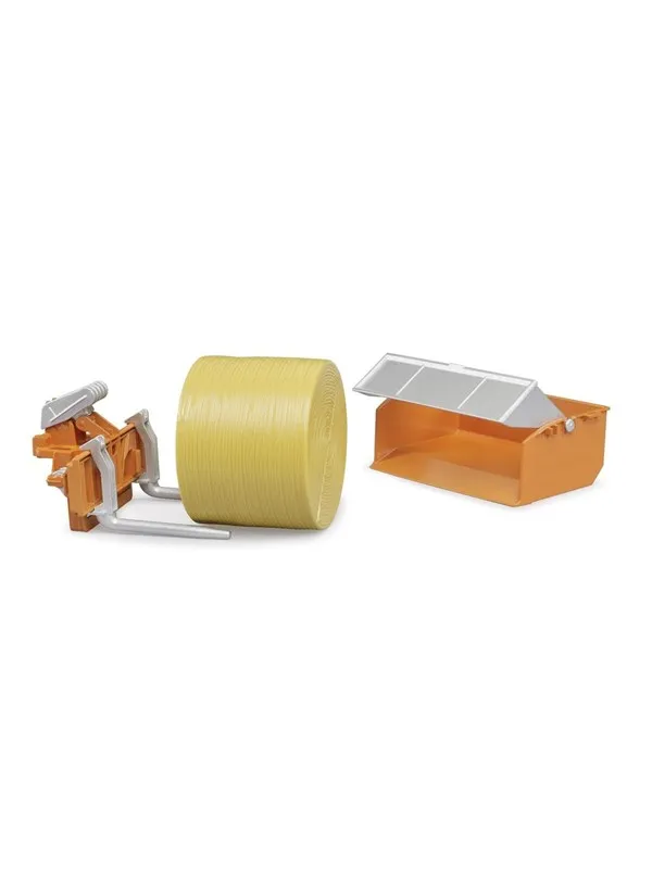 Bruder Accessories: Tractor loading box forks+1round bale