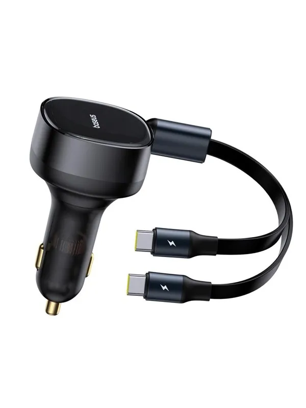 Baseus Enjoyment Retractable 2-in-1 Car Charger C+C 33W Cluster Black