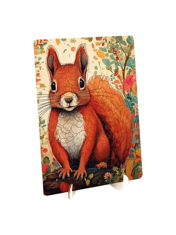 Creative Craft Group Wooden Puzzle Squirrel - Unique Shapes - 130 pcs. Tre