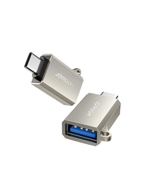 Joyroom S-H151 USB-C (male) / USB-A (female) Adapter with Lanyard Eyelet - Silver