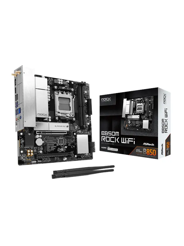 ASRock B850M Rock WiFi - motherboard - micro ATX - Socket AM5 - AMD B850 Hovedkort - AMD B850 - AMD AM5 socket - DDR5 RAM - Micro-ATX