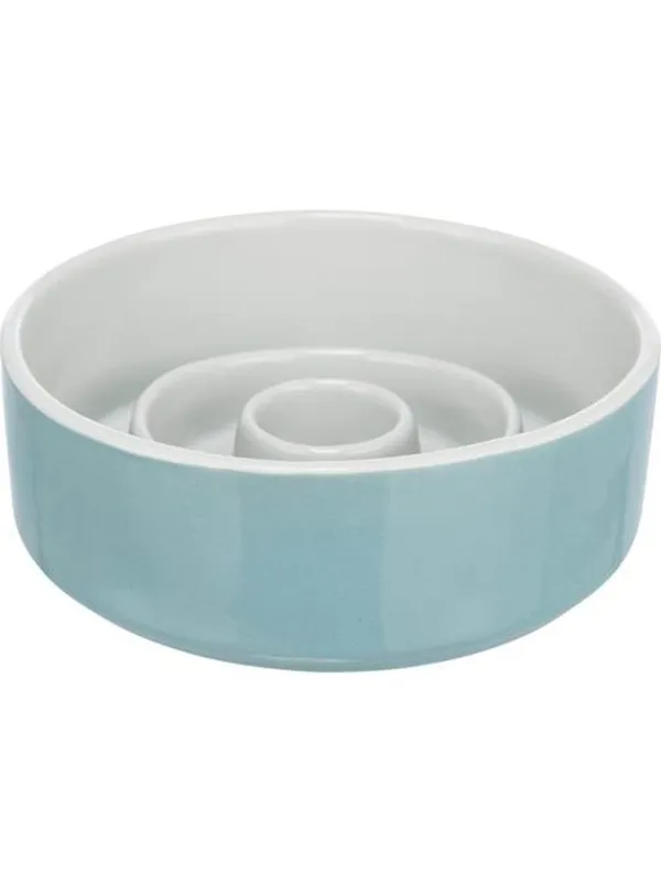 Trixie Slow Feeding Ceramic Bowl 0.45 l/ø 14 cm grey/blue