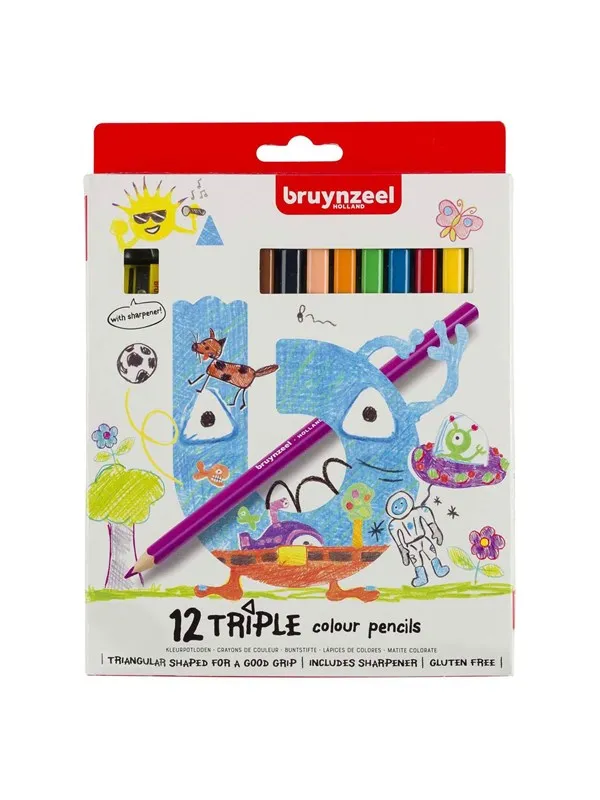 Bruynzeel Kids Triple Coloured Pencils Set 12