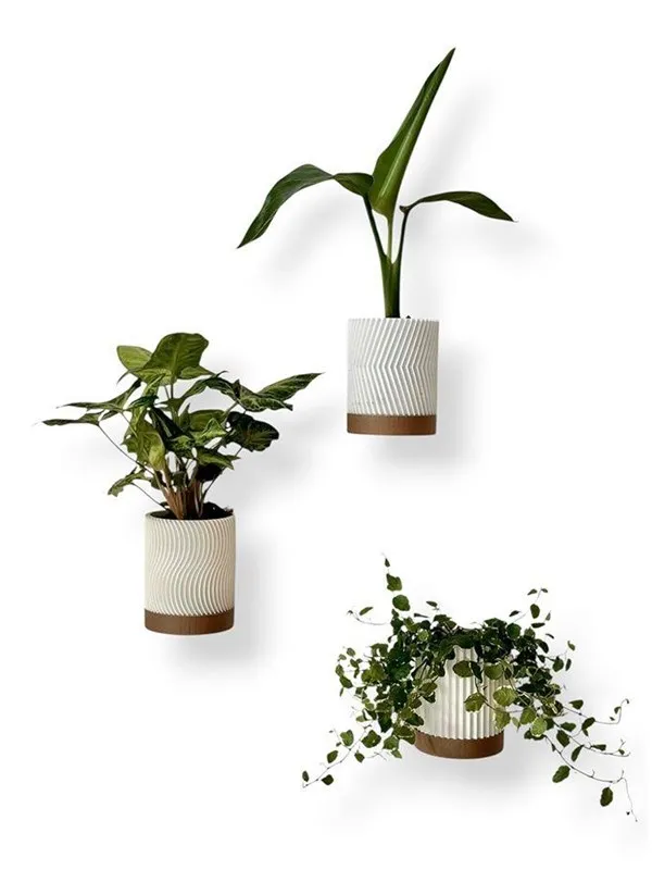 Simiu Flower Pot Hiders For Wall - White/Mocha - 3 pcs - 8cm high