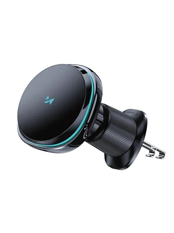 Wozinsky WCT5-Q6S2Y Car Holder with Qi/MagSafe 15W Inductive Charger for Ventilation Grill with Fan - Black