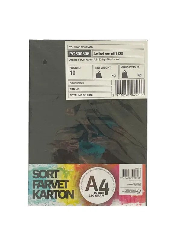 Hobby Mate Cardboard A4 220g. 10 sheets BLACK