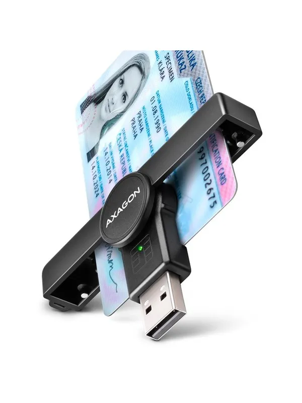 AXAGON USB-A Smart Card / ID Card PocketReader