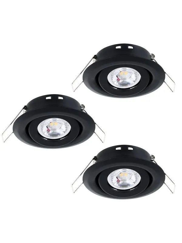 EGLO SALICETO MINI-PUCK INNEBYGD. KIP Ø77 3X350LM 3000K FUKTIG. SVART