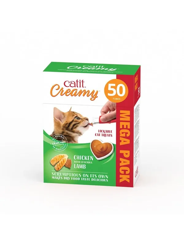 Catit - Creamy Treat for Cats - Chicken and Lamb - Mega pack 50 x 10 g