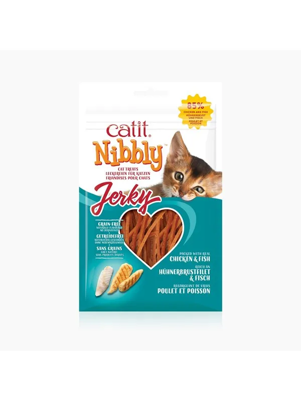 Catit - Nibbly Jerky Treat for Cats - Chicken & Fish 30 g