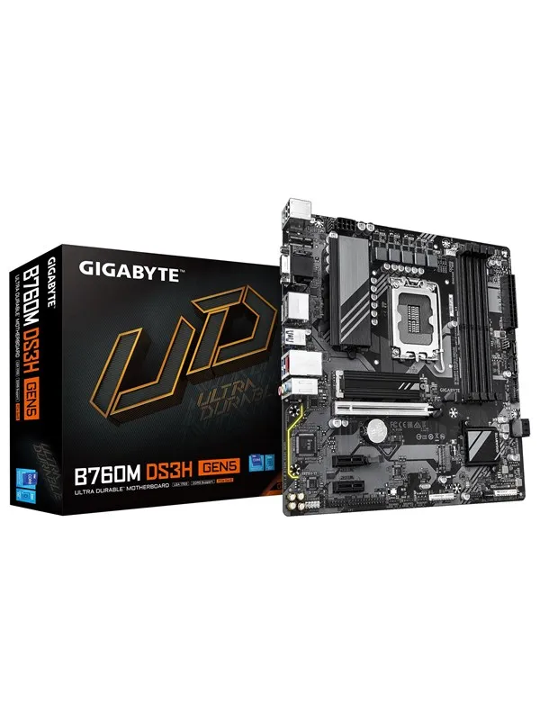 GIGABYTE B760M DS3H GEN5 - motherboard - micro ATX - LGA1700 Socket - B760 Hovedkort - Intel B760 - Intel LGA1700 socket - DDR5 RAM - Micro-ATX