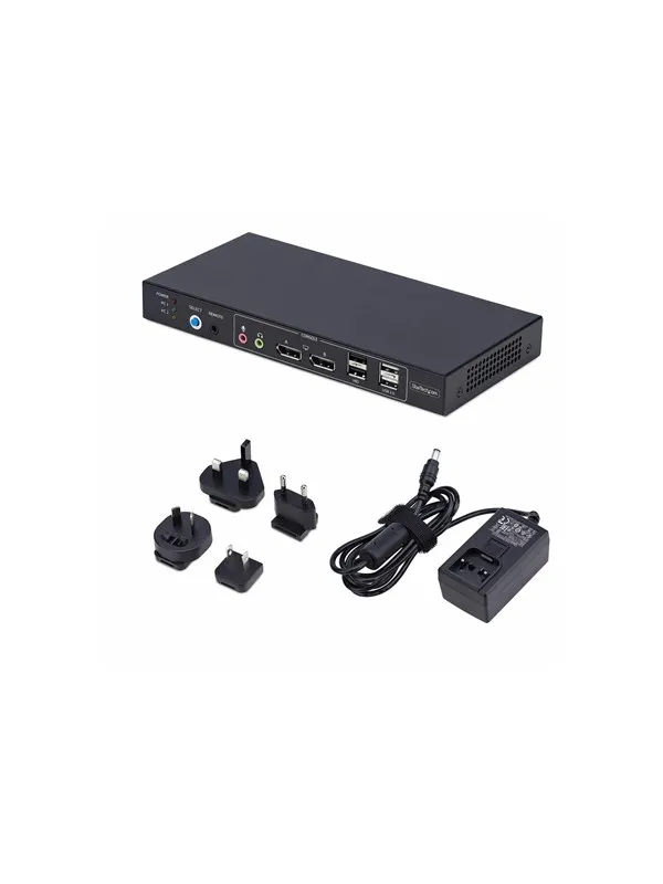 StarTech.com 2-Port Dual-Monitor DP KVM Switch w/Video Matrix 4K 60Hz - KVM / audio / USB switch - 2 ports - TAA Compliant