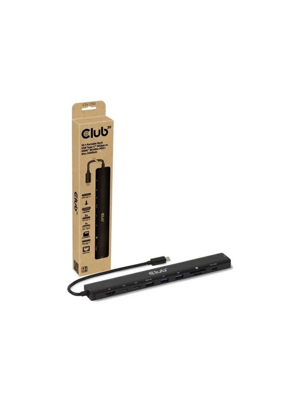 Club 3D 10-in-1 - docking station - USB-C / Thunderbolt - HDMI - 2.5GbE