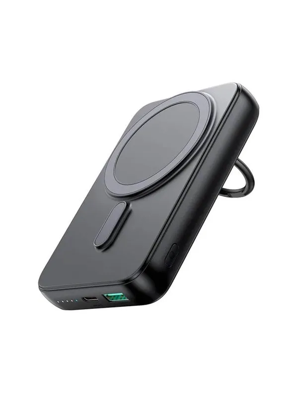 Joyroom Wireless powerbank 10000mAh JR-W050 20W MagSafe with ring and stand - black Nødlader - Svart - 10000 mAh