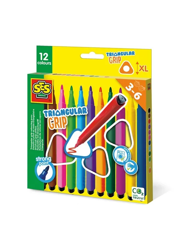SES Creative Triangular Grip Colouring Pens 12 pcs