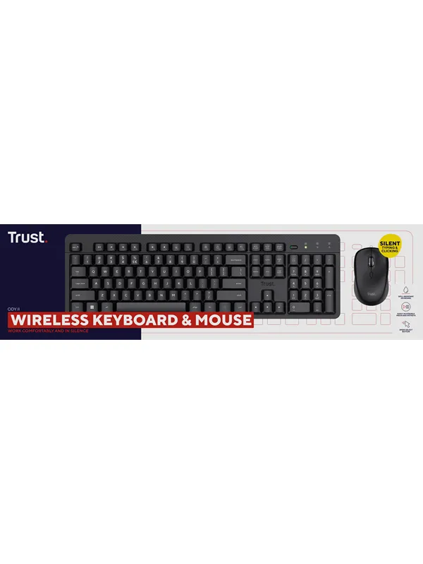 Trust ODY II WL KEYBOARD & MOUSE WHT ND - Tastatur & Mussett - Nordisk - Svart