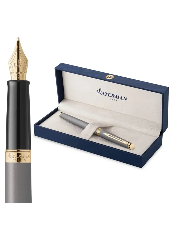 Waterman Hémisphère Fountain Pen | Stone Grey (The Understated Edit Collection) | Medium Nib with Blue Ink | Gift Box