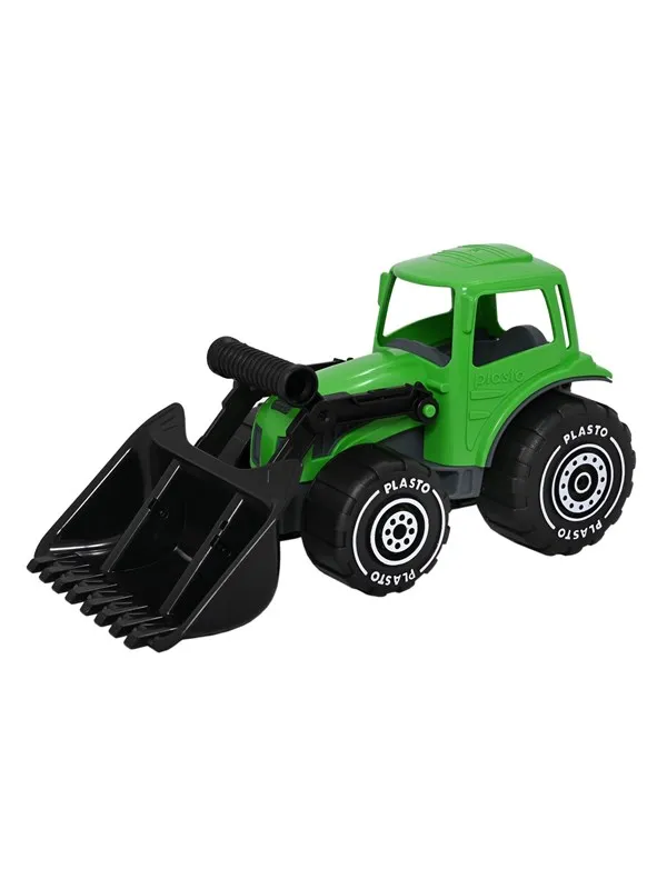 Plasto  Tractor with frontloader. Green. 32 cm