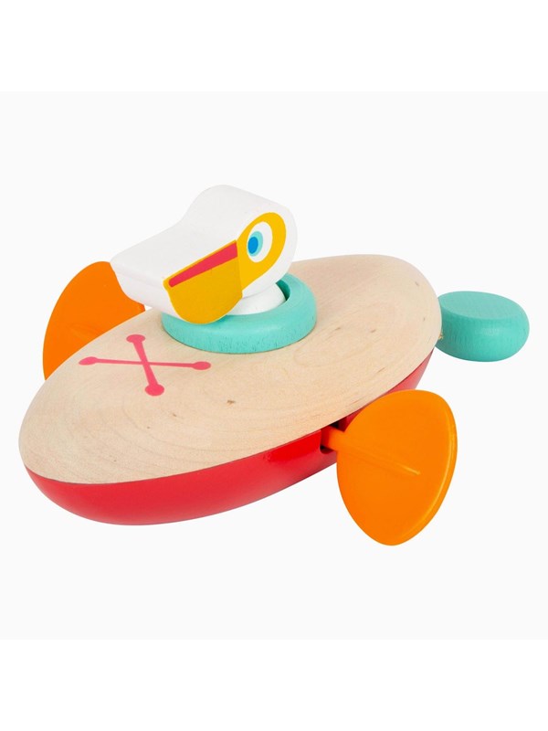 Small Foot - Bath Toys Wooden Canoe Pelican Wind U