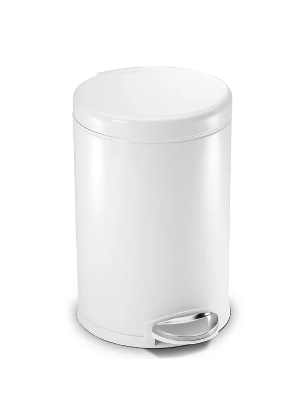 Simplehuman 4,5L rund pedalbøtte, hvitt stål