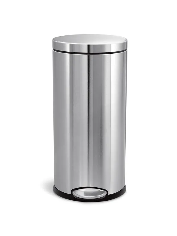 Simplehuman 30L rund pedalbøtte, børstet rustfritt stål