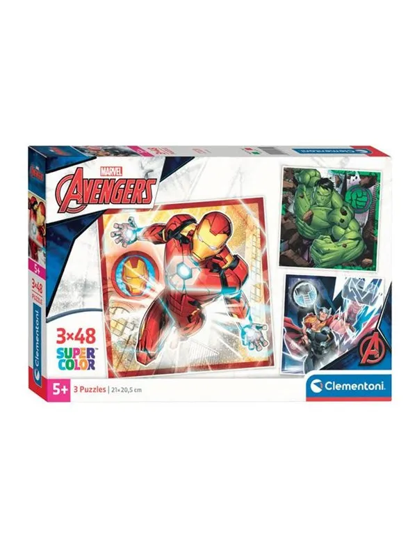 Clementoni Jigsaw Puzzle Super Color Square Marvel Avengers 3x48pcs. Gulv