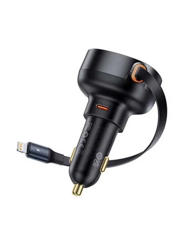 Baseus Car Charger  Enjoyment Pro with lightning cable + USB-C  55W (black)