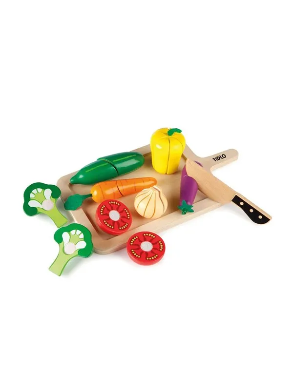 Tidlo Wooden Cutting Vegetables Playset 20 pieces