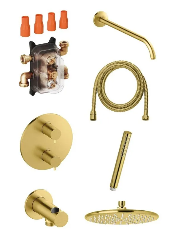 Damixa Silhouet HS1 complete installation for shower brushed brass