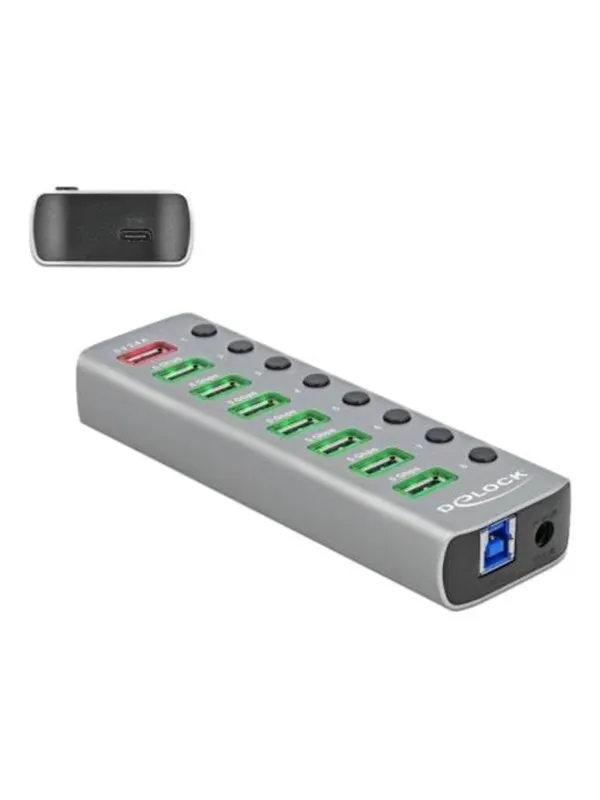 DeLOCK - hub - 7 ports USB-hub - USB 3.1 - 7 porter - Sølv