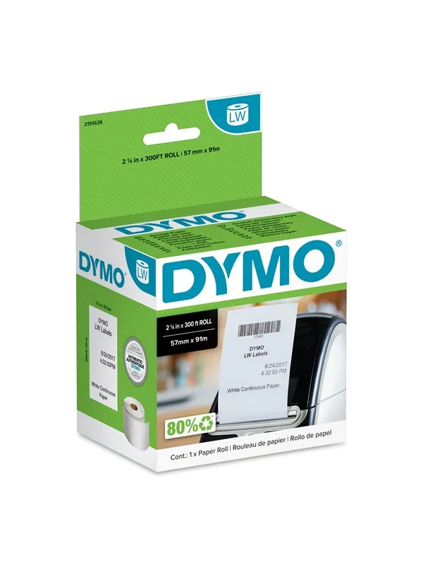 DYMO ® LabelWriter™ kontinuerlige papirruller, 57mm x 91m