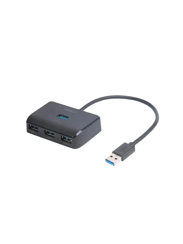 Deltaco HUB203 USB-hub - USB 3.0 - 4 porter - Svart