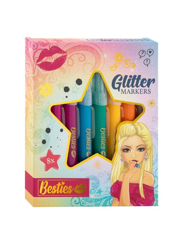 Besties Glitter Felt Pens 8pcs.