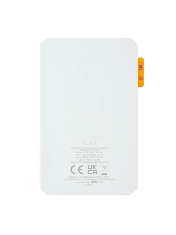 Xtorm Power Bank 5.000mAh 12W USB-C & USB-A White Nødlader - Hvit - 5 Ah