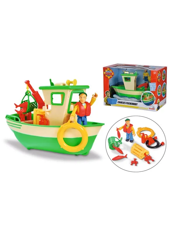Simba Sam Charlies Fishing Boat and Figurine