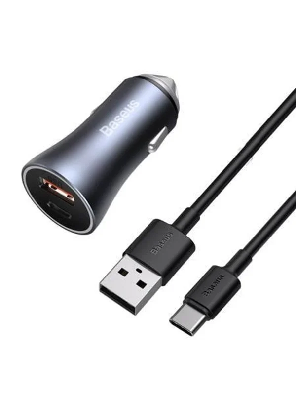 Baseus  Golden Contactor Pro car charger USB + USB-C QC4.0+ PD SCP 40W (gray)
