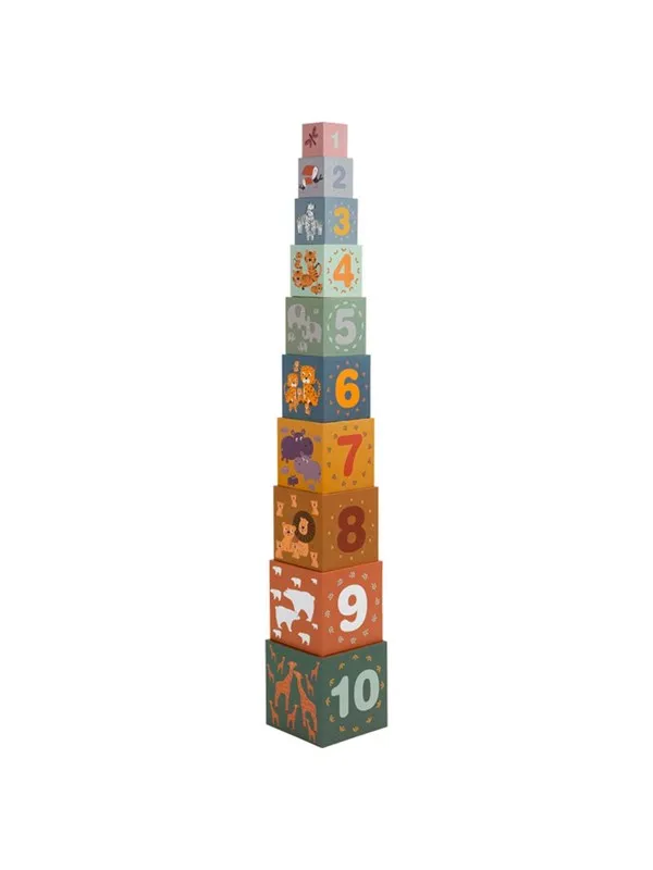Small Foot - Stacking Blocks Safari Cardboard 10 pcs.