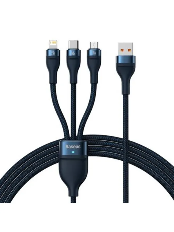Baseus 3in1 USB cable  USB 3in1  Flash Series USB-C + Micro + Lightning 66W 1.2m (blue)