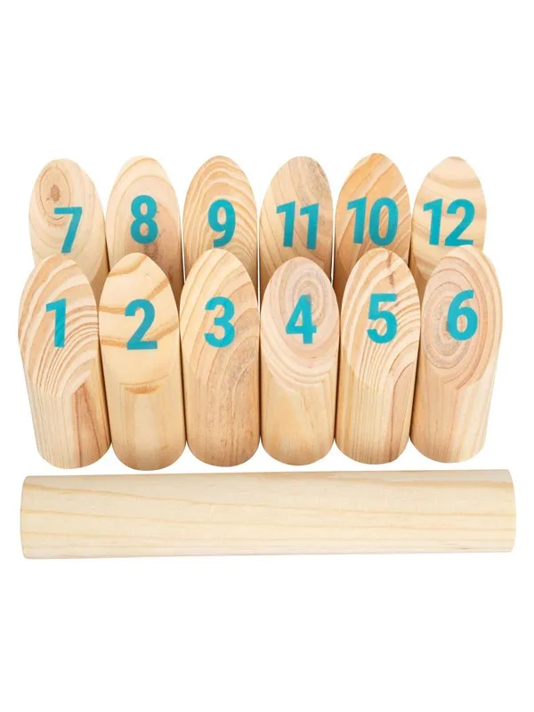 Small Foot Wooden Kubb with Numbers Throwing Game in Bag 13dlg.