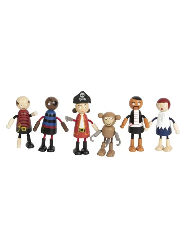 Small Foot - Wooden Dolls Pirate Bendable 6pcs.