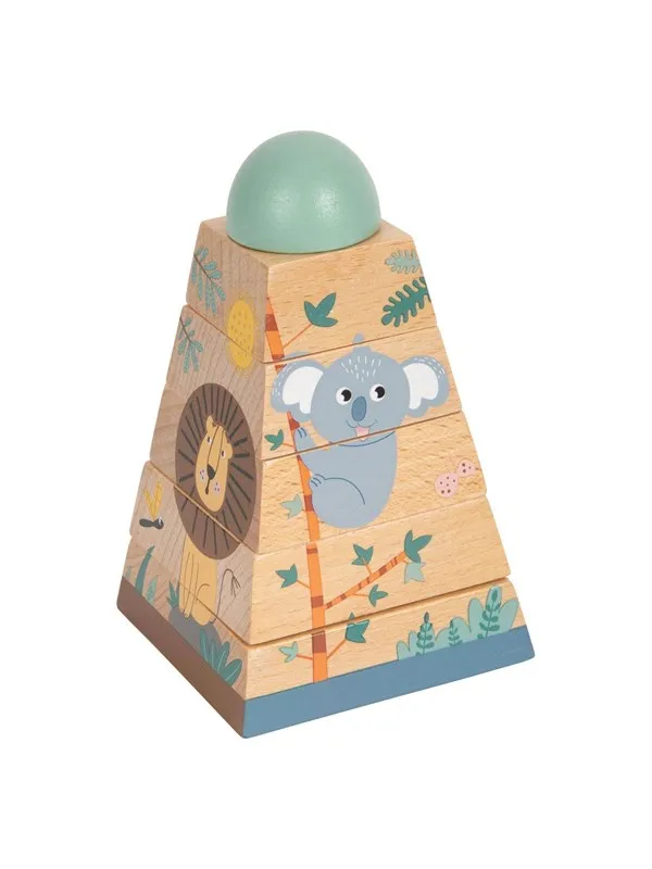 Small Foot - Stacking tower Safari 6 pcs.