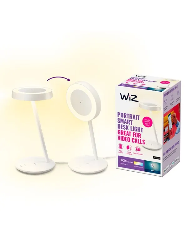 WiZ Portrett Bærbar Smart Skrivebordslampe, Justerbar Hvit og Farge