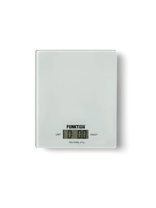 Funktion Kjøkkenvekt Kitchen scale glass white 5kg/1g.