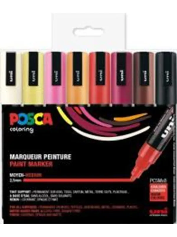 POSCA  marker sæt PC-5M 8 ass. Warm colors