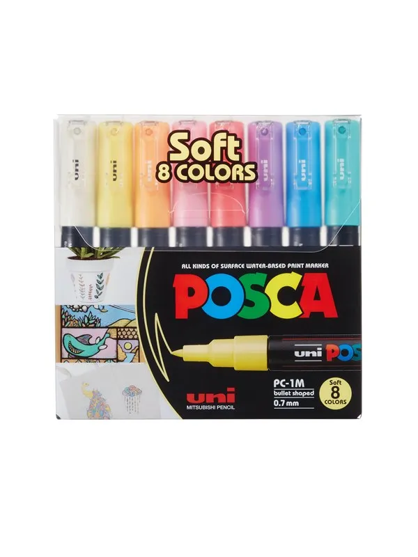 POSCA  marker sæt Soft Colors PC-1M 8 ass.