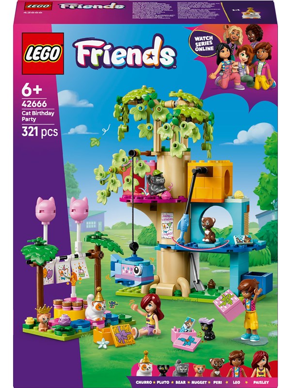 LEGO Friends 42666 Kattens bursdagsfest og leketre